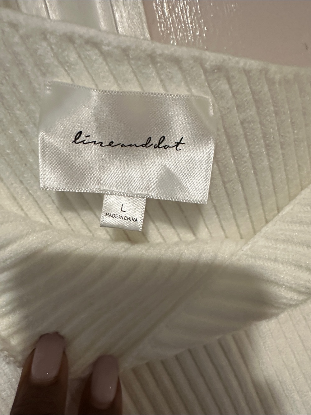 Line & Dot Cream Off-Shoulder Ribbed Sweater - Picture 2 of 5